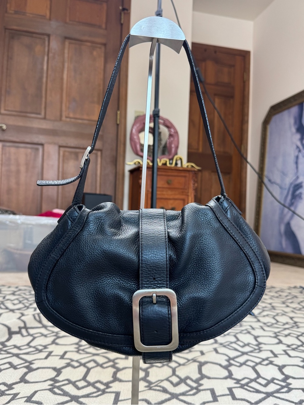 Cole Haan Luna Flap Pebble Leather Y2K Crescent Shoulder Bag - Picture 4 of 16